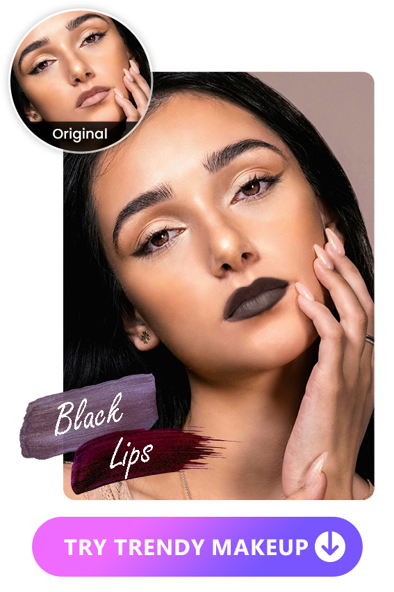 Try black lips makeup filter with Vivid Glam